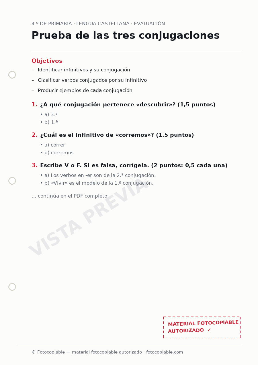 Vista previa de la ficha «Prueba de las tres conjugaciones»
