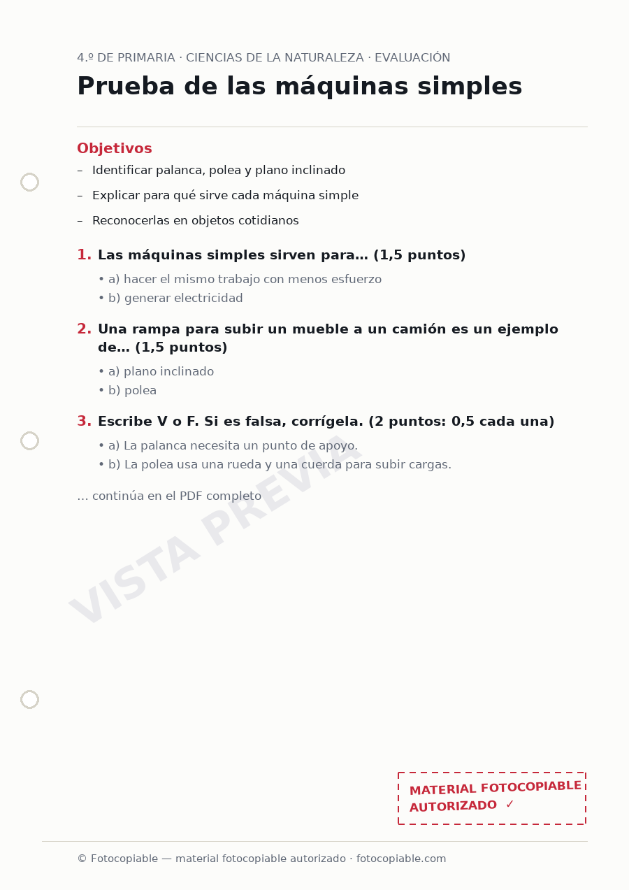 Vista previa de la ficha «Prueba de las máquinas simples»
