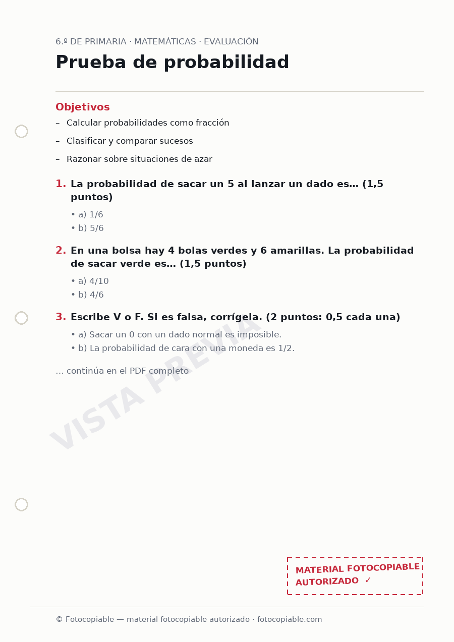 Vista previa de la ficha «Prueba de probabilidad»