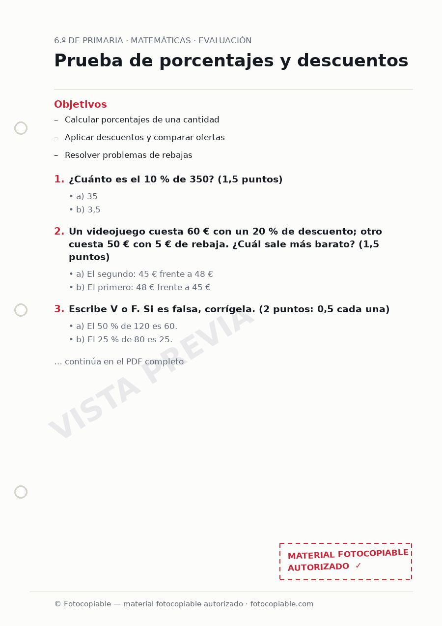 Vista previa de la ficha «Prueba de porcentajes y descuentos»