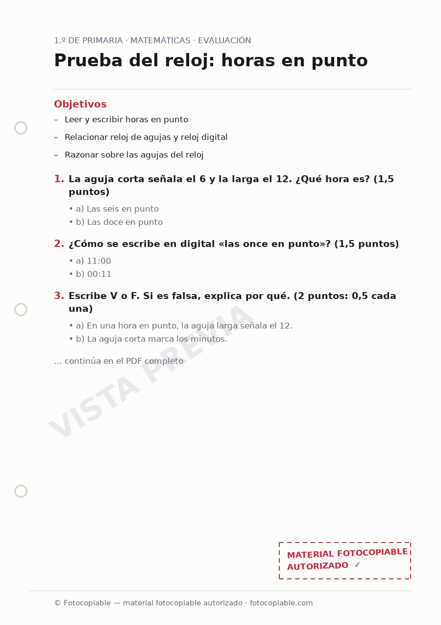 Vista previa de la ficha «Prueba del reloj: horas en punto»