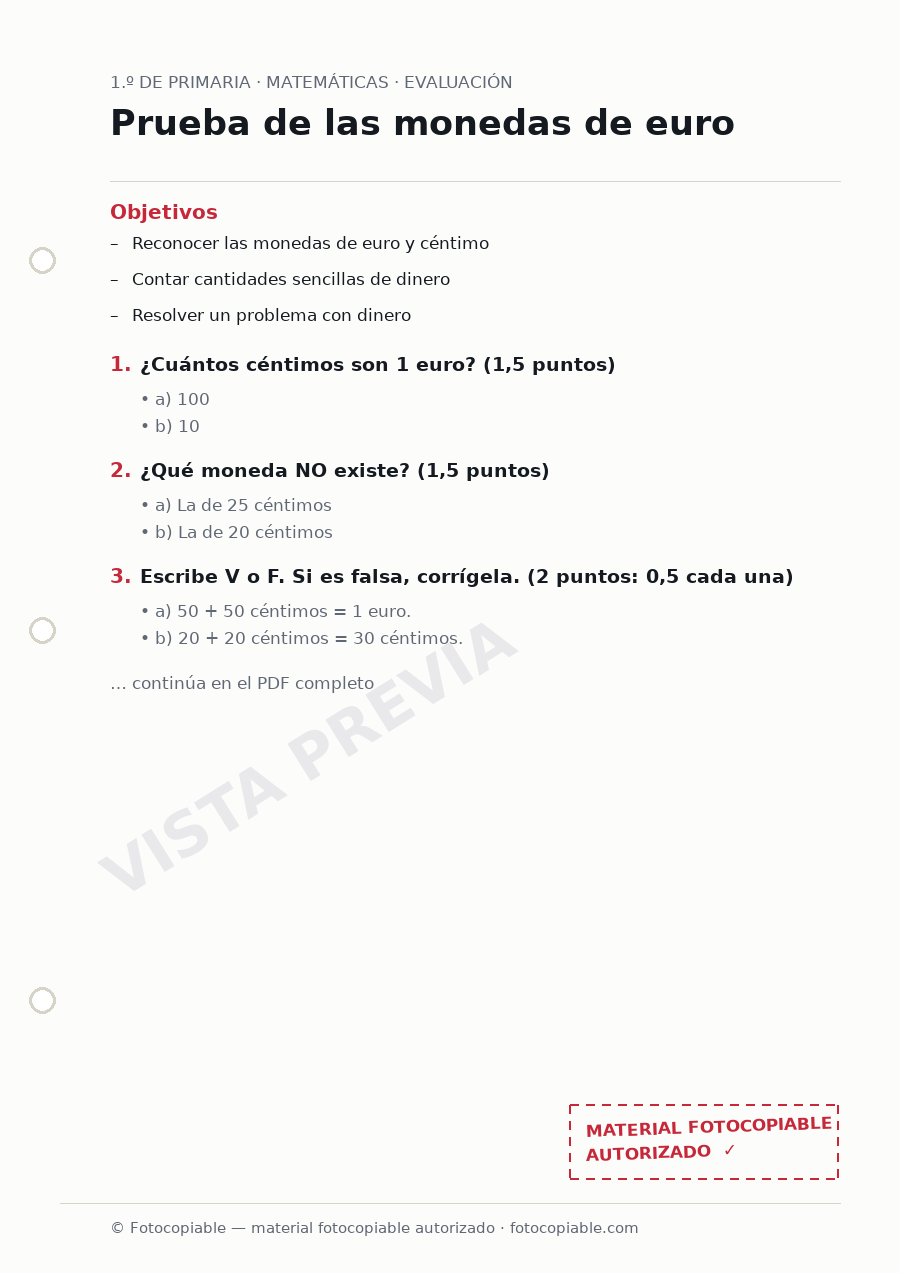 Vista previa de la ficha «Prueba de las monedas de euro»