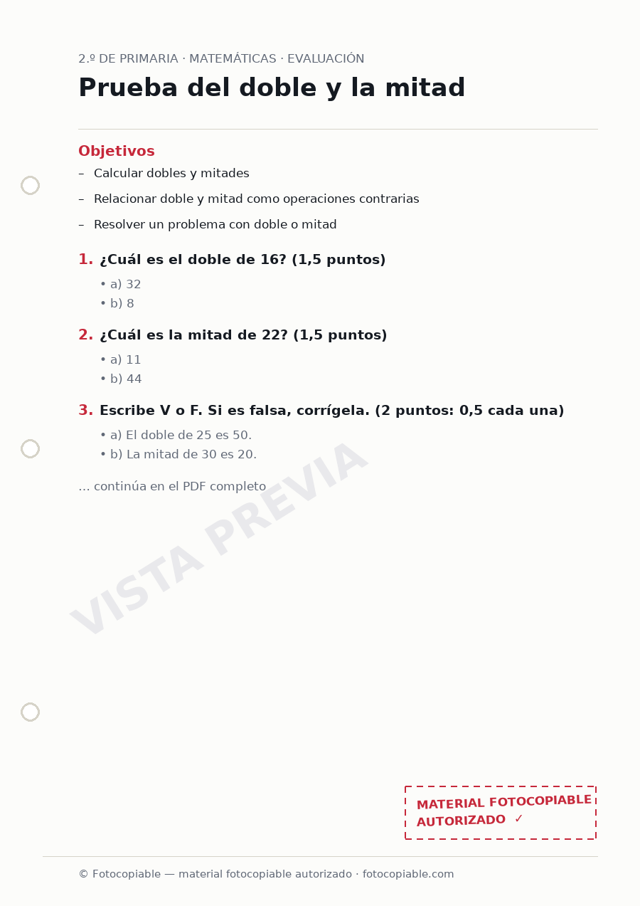 Vista previa de la ficha «Prueba del doble y la mitad»